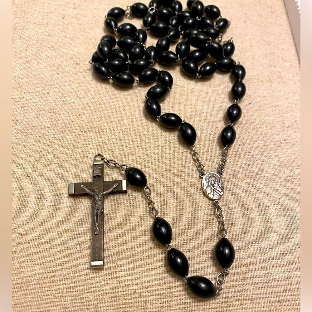 Rosary crucifix necklace, Catholic religious Christian Faith Jesus Christ cross
